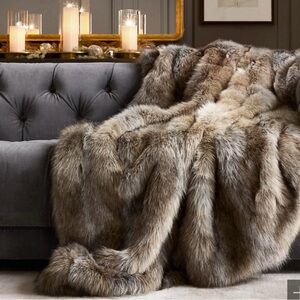 Luxurious Faux Fur Throw Blanket - Brown